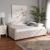 Baxton Studio Becker-Beige-Daybed-Full Baxton Studio Becker Modern and Contemporary Transitional Beige Fabric Upholstered Full Size Daybed